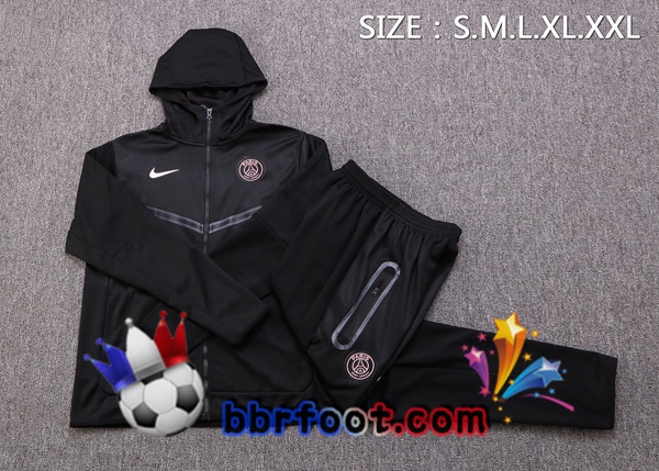Veste A Capuche Survetement Foot Paris PSG Noir 2022/2023