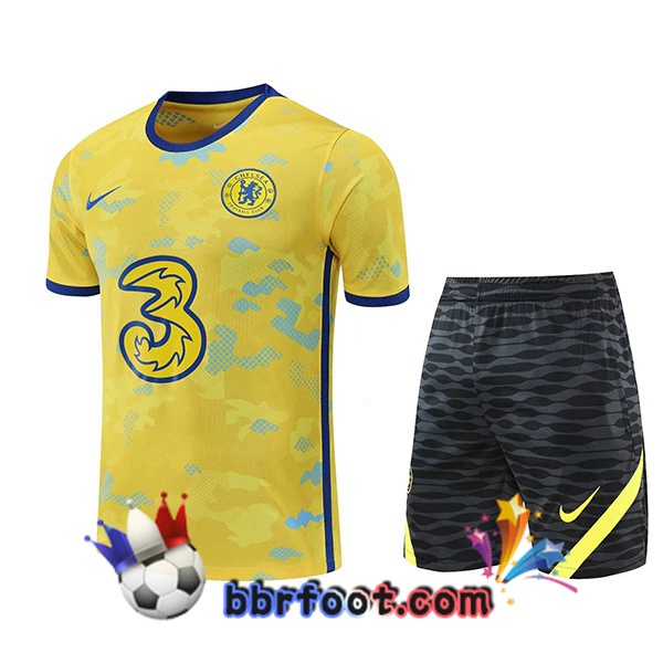 Training T-Shirts FC Chelsea + Shorts Jaune 2022/2023