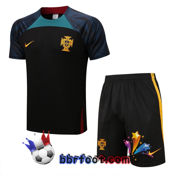 Training T-Shirts Portugal + Shorts Rouge 2022/2023
