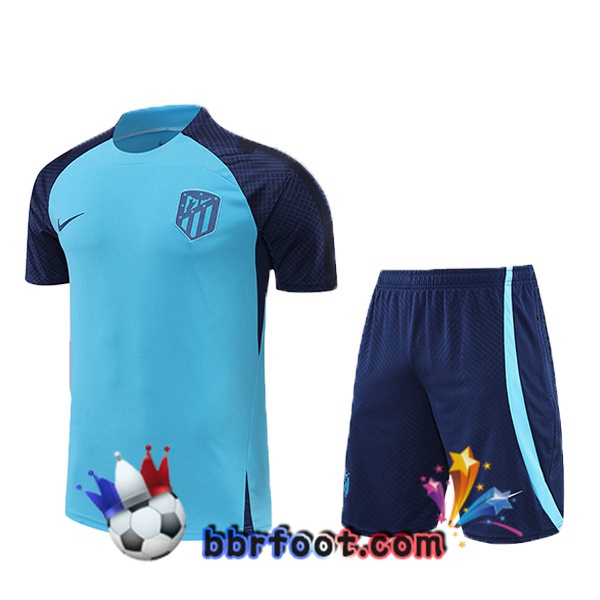Training T-Shirts Atletico Madrid + Shorts Bleu 2022/2023