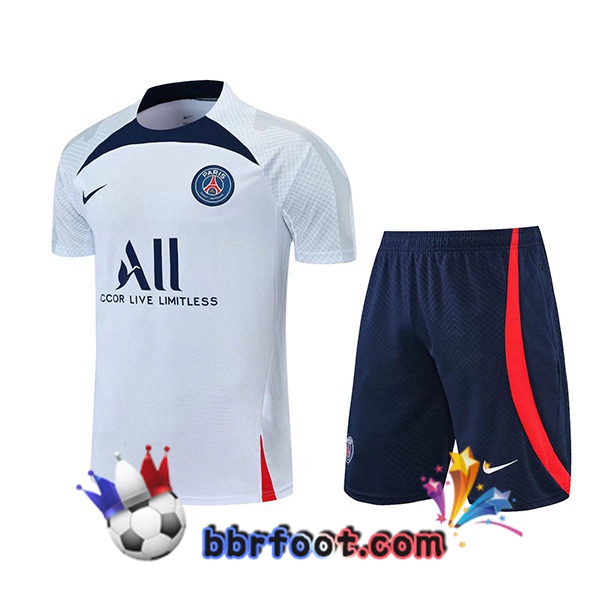 Training T-Shirts Paris PSG + Shorts Blanc 2022/2023