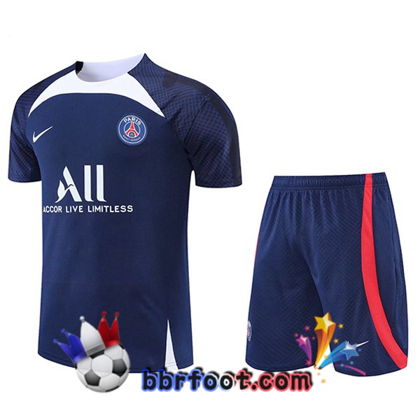 Training T-Shirts Paris PSG + Shorts Bleu Royal 2022/2023
