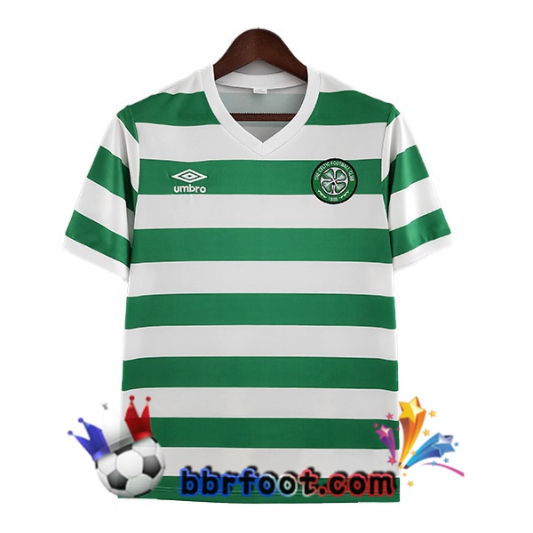 Maillot Foot Celtic FC Retro Domicile Vert Blanc 1980-1981