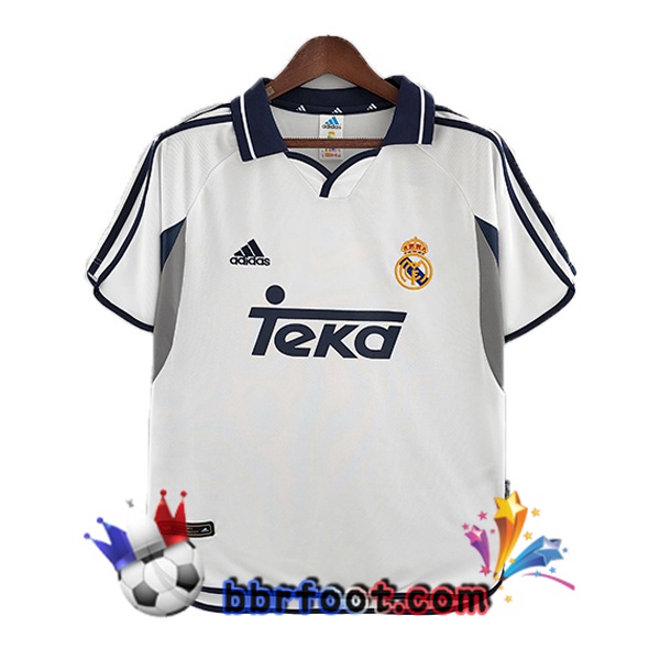 Maillot Foot Real Madrid Retro Domicile Blanc 2000-2001