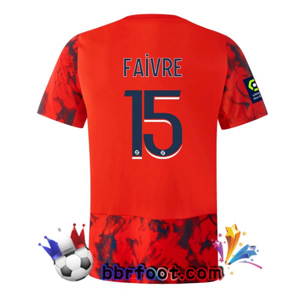 Maillot Foot Lyon OL (FAIVRE 15) Exterieur Rouge 2022/2023