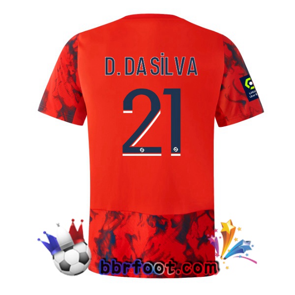 Maillot Foot Lyon OL (D. DA SILVA 21) Exterieur Rouge 2022/2023