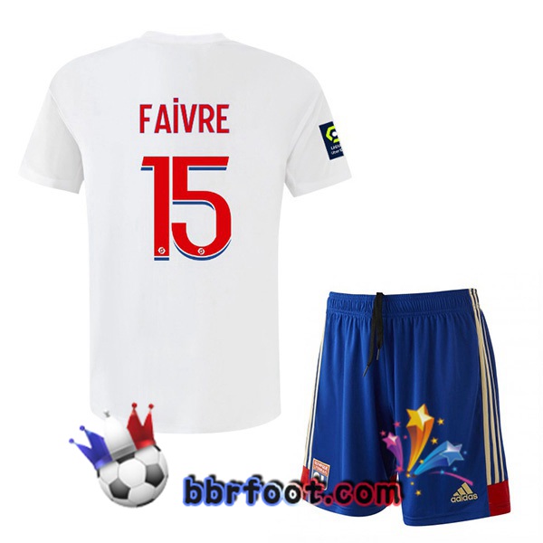 Maillot Foot Lyon OL (FAIVRE 15) Enfant Domicile Blanc 2022/2023