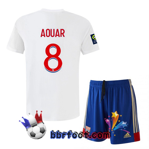Maillot Foot Lyon OL (AOUAR 8) Enfant Domicile Blanc 2022/2023