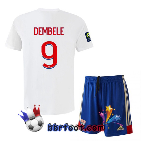 Maillot Foot Lyon OL (DEMBELE 9) Enfant Domicile Blanc 2022/2023