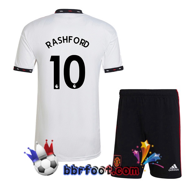 Maillot Foot Manchester United (RASHFORD 10) Enfant Exterieur Blanc 2022/2023