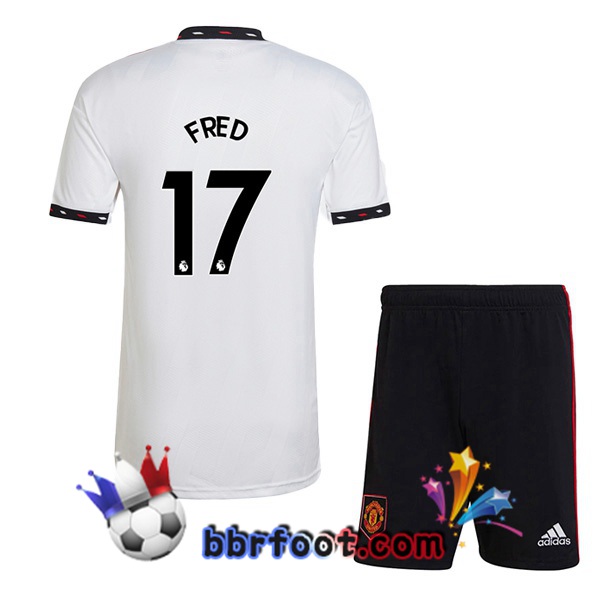 Maillot Foot Manchester United (FRED 17) Enfant Exterieur Blanc 2022/2023