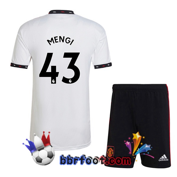 Maillot Foot Manchester United (MENGI 43) Enfant Exterieur Blanc 2022/2023