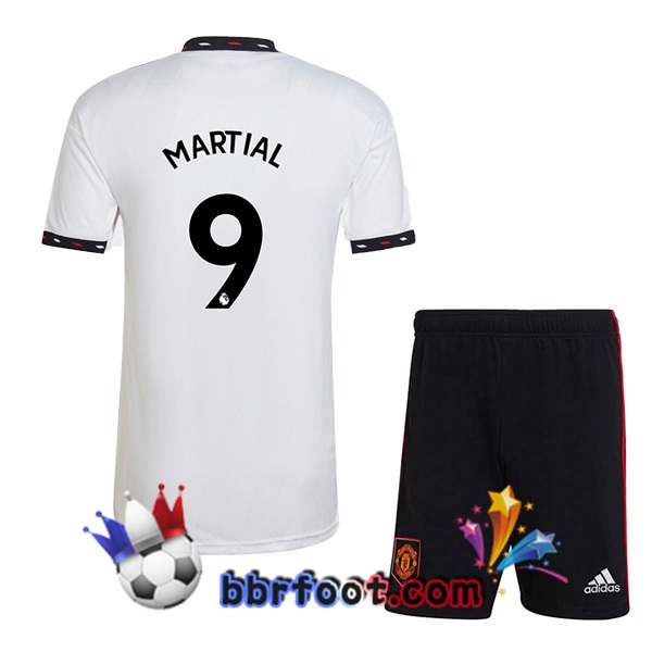 Maillot Foot Manchester United (MARTIAL 9) Enfant Exterieur Blanc 2022/2023