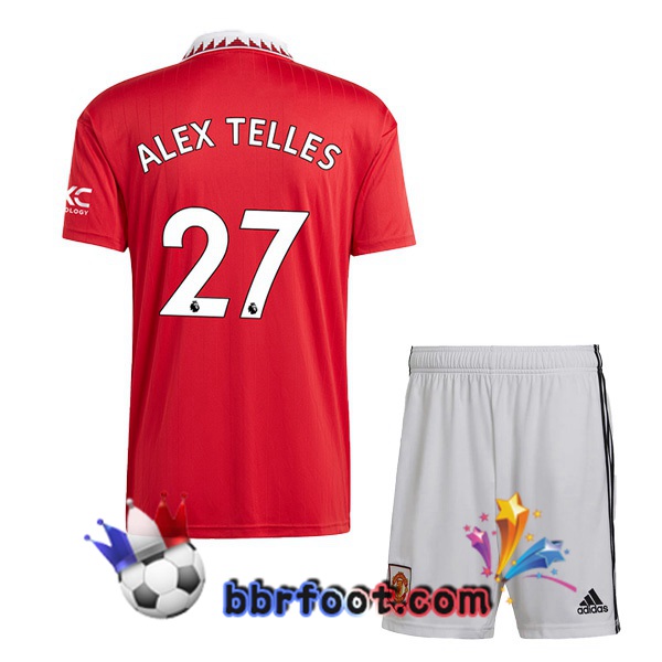 Maillot Foot Manchester United (ALEX TELLES 27) Enfant Domicile Rouge 2022/2023
