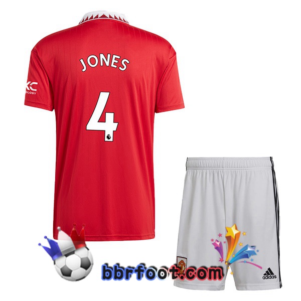 Maillot Foot Manchester United (JONES 4) Enfant Domicile Rouge 2022/2023