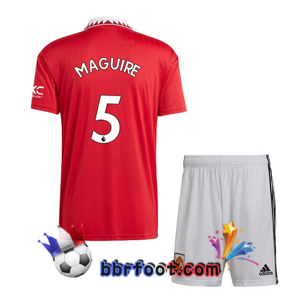 Maillot Foot Manchester United (MAGUIRE 5) Enfant Domicile Rouge 2022/2023