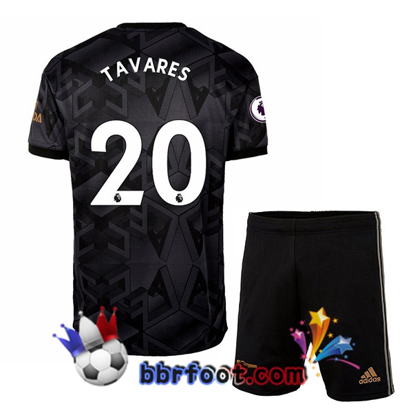 Maillot Foot Arsenal (TAVARES 20) Enfant Exterieur Noir 2022/2023
