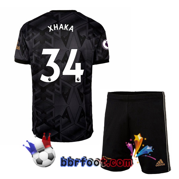 Maillot Foot Arsenal (XHAKA 34) Enfant Exterieur Noir 2022/2023