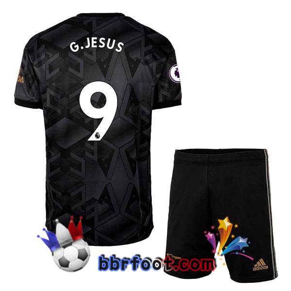 Maillot Foot Arsenal (G.JESUS 9) Enfant Exterieur Noir 2022/2023