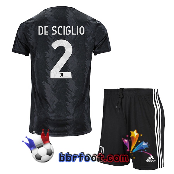 Maillot Foot Juventus (DE SCIGLIO 2) Enfant Exterieur Noir 2022/2023