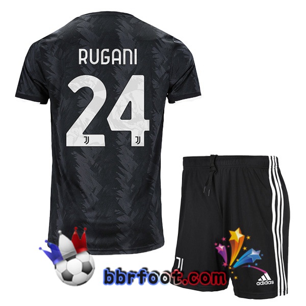 Maillot Foot Juventus (RUGANI 24) Enfant Exterieur Noir 2022/2023