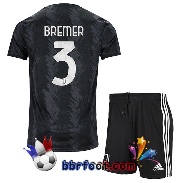 Maillot Foot Juventus (CHIELLINI 3) Enfant Exterieur Noir 2022/2023