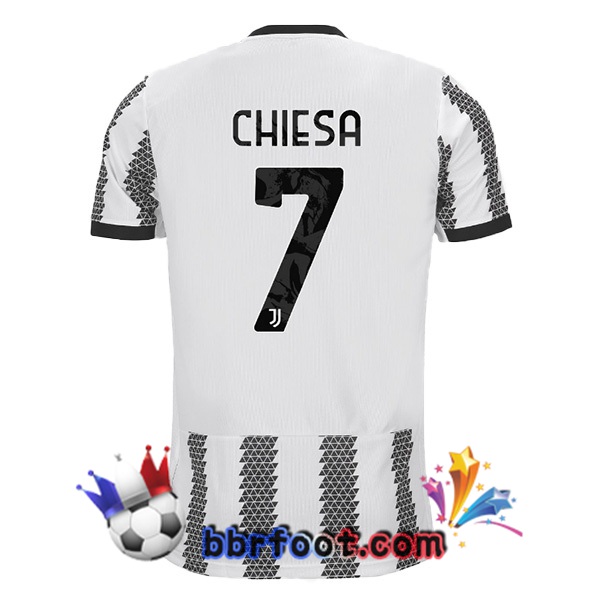 Maillot Foot Juventus (CHIESA 7) Domicile Blanc Noir 2022/2023
