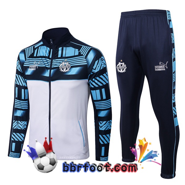 Veste Survetement Foot Marseille OM Blanc Bleu 2022/2023