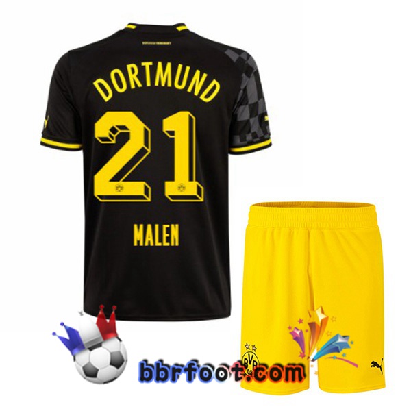 Maillot Foot Dortmund BVB (Malen 21) Enfant Exterieur Noir 2022/2023