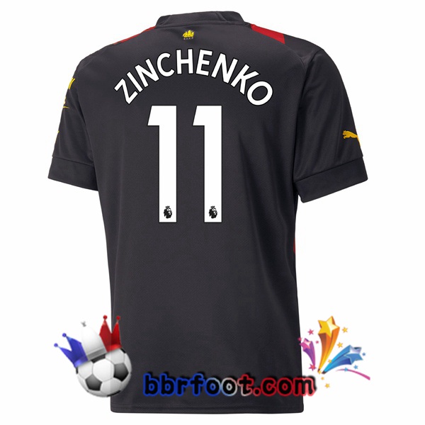 Maillot Foot Manchester City (Zinchenko 11) Exterieur Rouge Noir 2022/2023