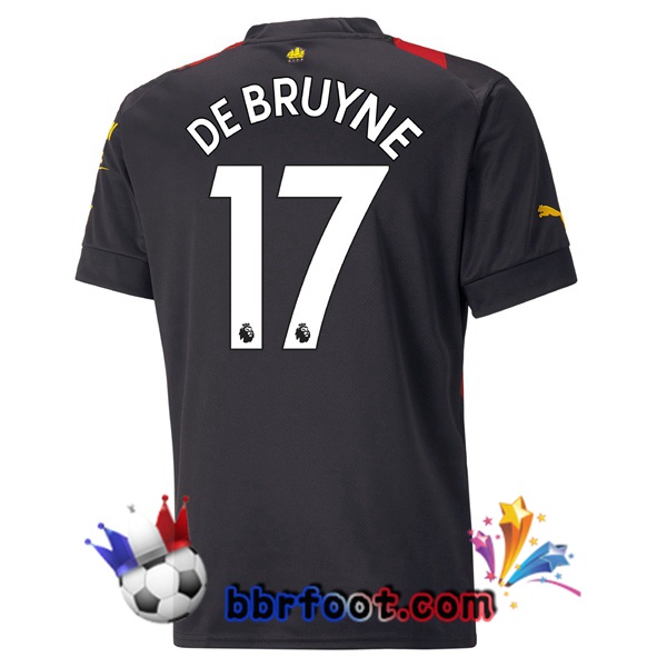 Maillot Foot Manchester City (Kevin De Bruyne 17) Exterieur Rouge Noir 2022/2023