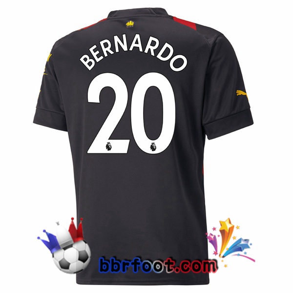 Maillot Foot Manchester City (Bernardo Silva 20) Exterieur Rouge Noir 2022/2023
