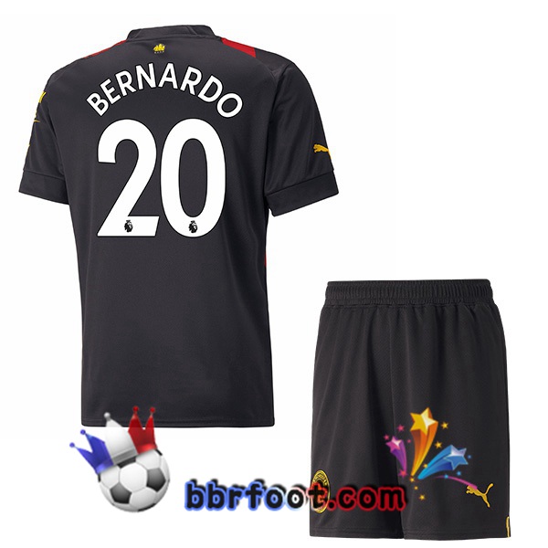 Maillot Foot Manchester City (Bernardo Silva 20) Enfant Exterieur Rouge Noir 2022/2023