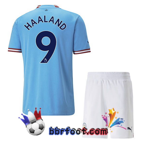 Maillot Foot Manchester City (Erling Haaland 9) Enfant Domicile Bleu 2022/2023