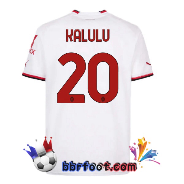Maillot Foot AC Milan (KALULU 20) Exterieur Blanc 2022/2023