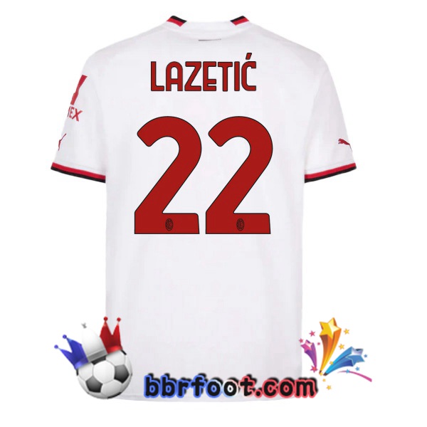 Maillot Foot AC Milan (LAZETIĆ 22) Exterieur Blanc 2022/2023