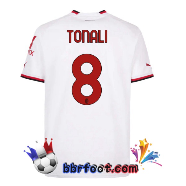 Maillot Foot AC Milan (TONALI 8) Exterieur Blanc 2022/2023