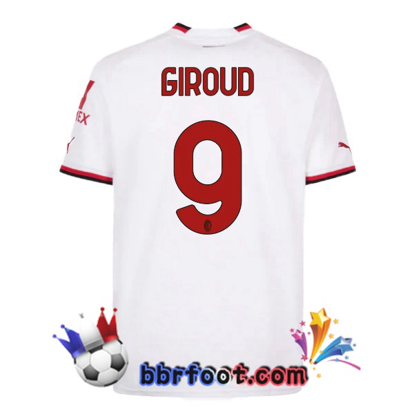 Maillot Foot AC Milan (GIROUD 9) Exterieur Blanc 2022/2023