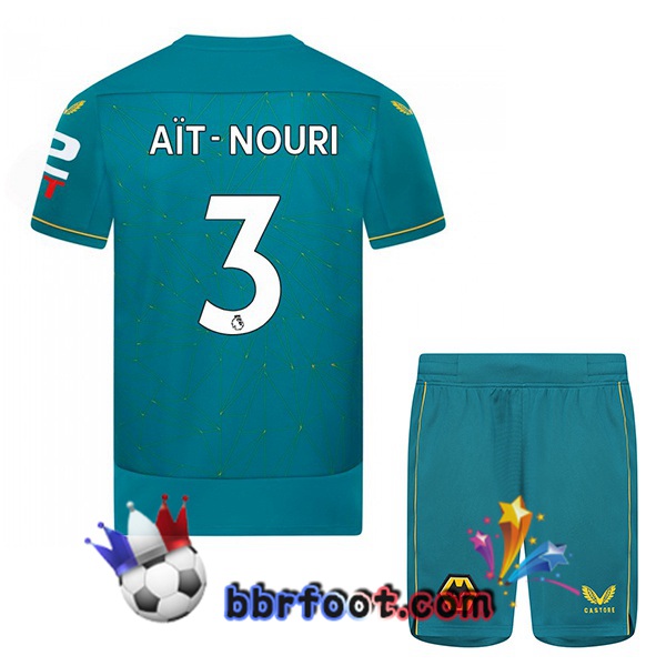 Maillot Foot Wolves (AIT-NOURI 3) Enfant Exterieur Bleu 2022/2023