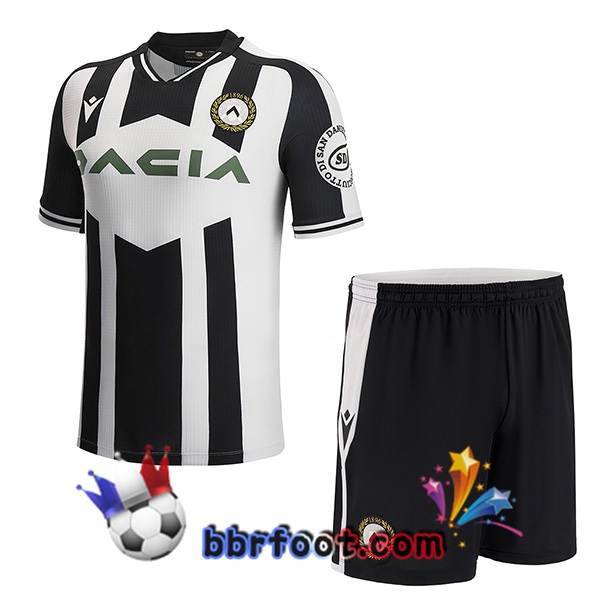 Maillot Foot Udinese Calcio Enfant Domicile Noir Blanc 2022/2023