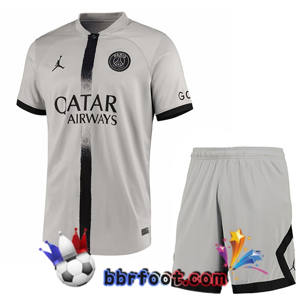 Maillot Foot Paris PSG Enfant Exterieur Gris 2022/2023