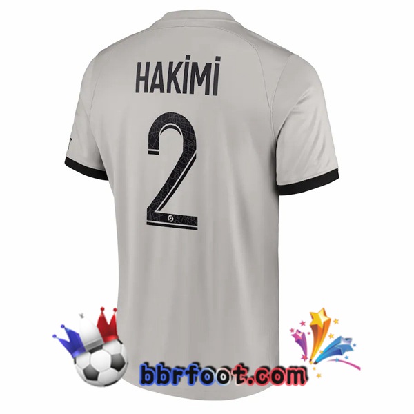 Maillot Foot Paris PSG (Hakimi 2) Exterieur Gris 2022/2023