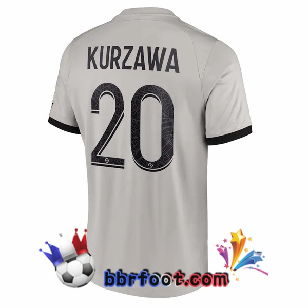 Maillot Foot Paris PSG (Kurzawa 20) Exterieur Gris 2022/2023