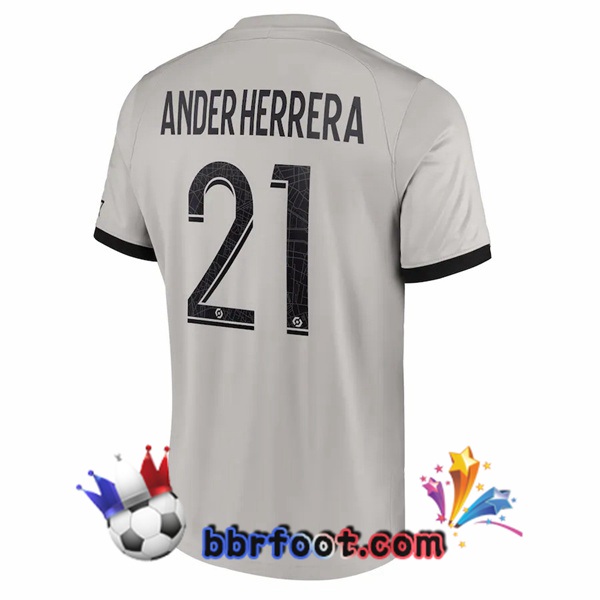 Maillot Foot Paris PSG (Ander Herrera 21) Exterieur Gris 2022/2023