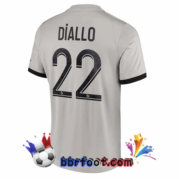 Maillot Foot Paris PSG (Diallo 22) Exterieur Gris 2022/2023