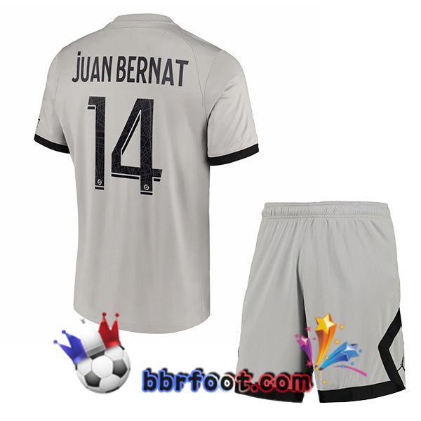 Maillot Foot Paris PSG (Juan Bernat 14) Enfant Exterieur Gris 2022/2023