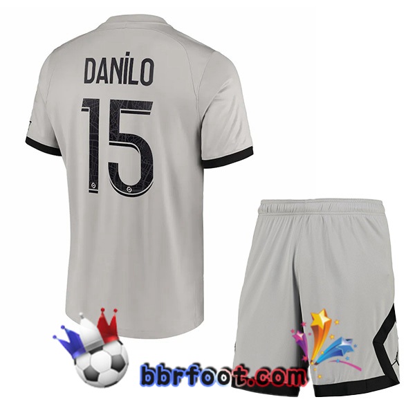 Maillot Foot Paris PSG (Danilo 15) Enfant Exterieur Gris 2022/2023