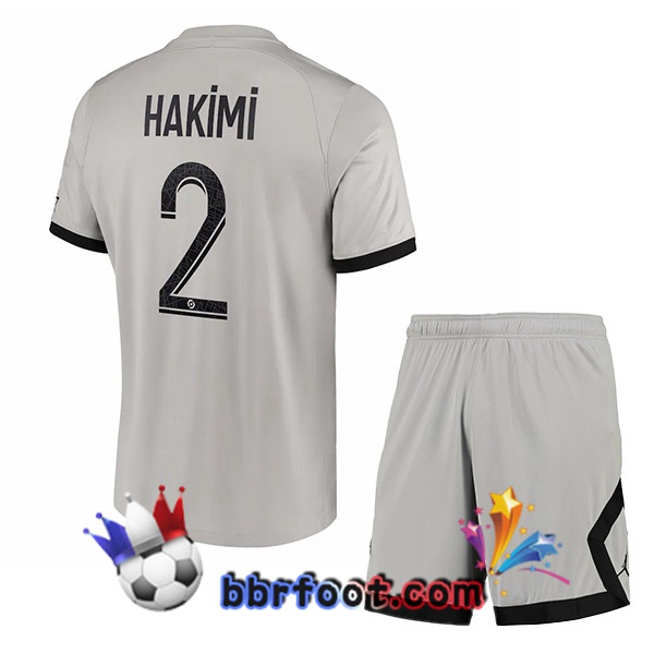 Maillot Foot Paris PSG (Hakimi 2) Enfant Exterieur Gris 2022/2023