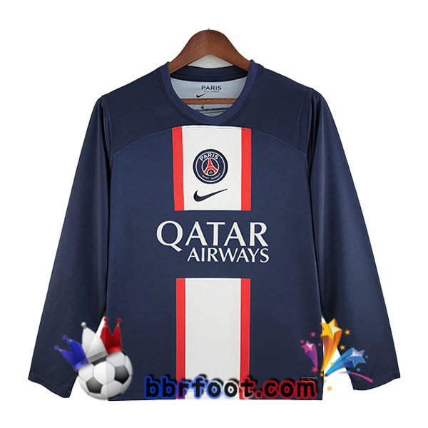 Maillot Foot Paris PSG Domicile Manche Longue Bleu Royal 2022/2023