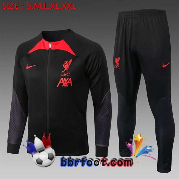 Veste Survetement Foot FC Liverpool Enfant Noir 2022/2023